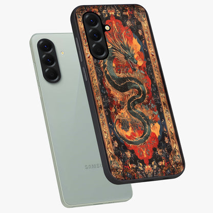 Inferno Dragon Soul Glass Case displayed in angled mockup highlighting powerful dragon illustration with inferno aesthetic.