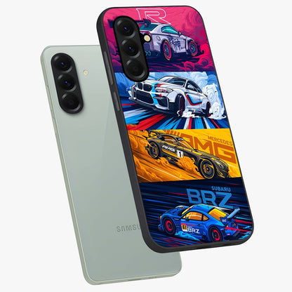 JDM Sports Car Glass Case displayed in angled mockup highlighting sleek Japanese racing car design with automotive aesthetic.