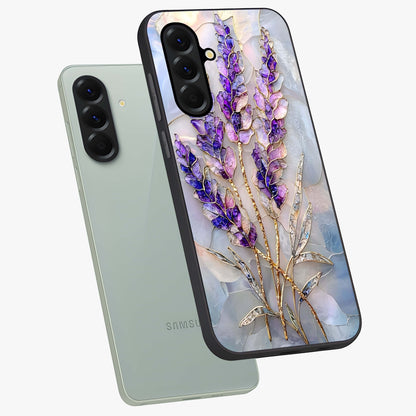 Lavender Dream Glow Glass Case displayed in angled mockup highlighting dreamy purple glow design with soft artistic style.