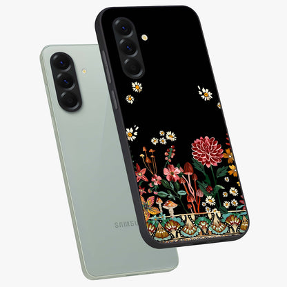 Midnight Bloom Pattern Glass Case displayed in angled mockup highlighting elegant flower design with midnight aesthetic style.