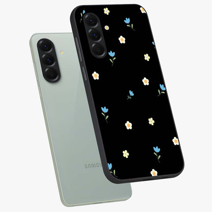 Minimal Petal Whispers Glass Case displayed in angled mockup highlighting delicate petal design with clean minimal aesthetic.