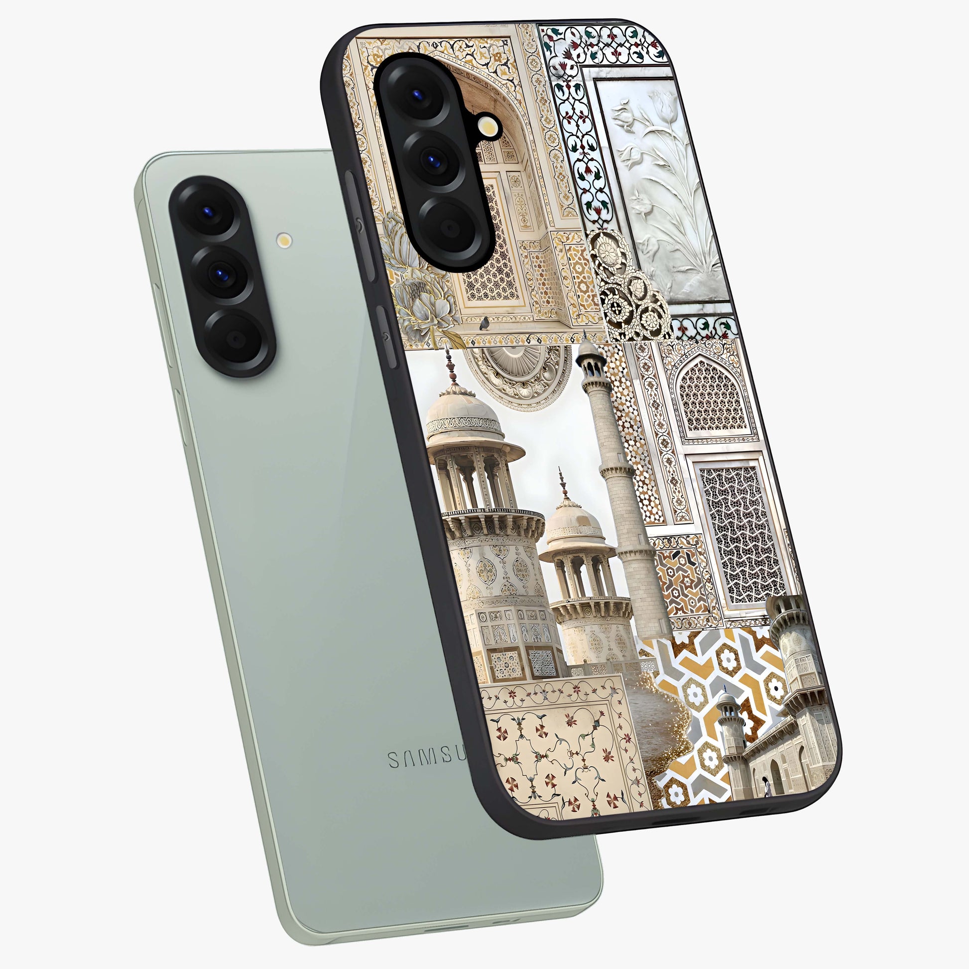 Mughal Marble Legacy Glass Case displayed in angled mockup highlighting elegant heritage marble artwork with royal aesthetic.