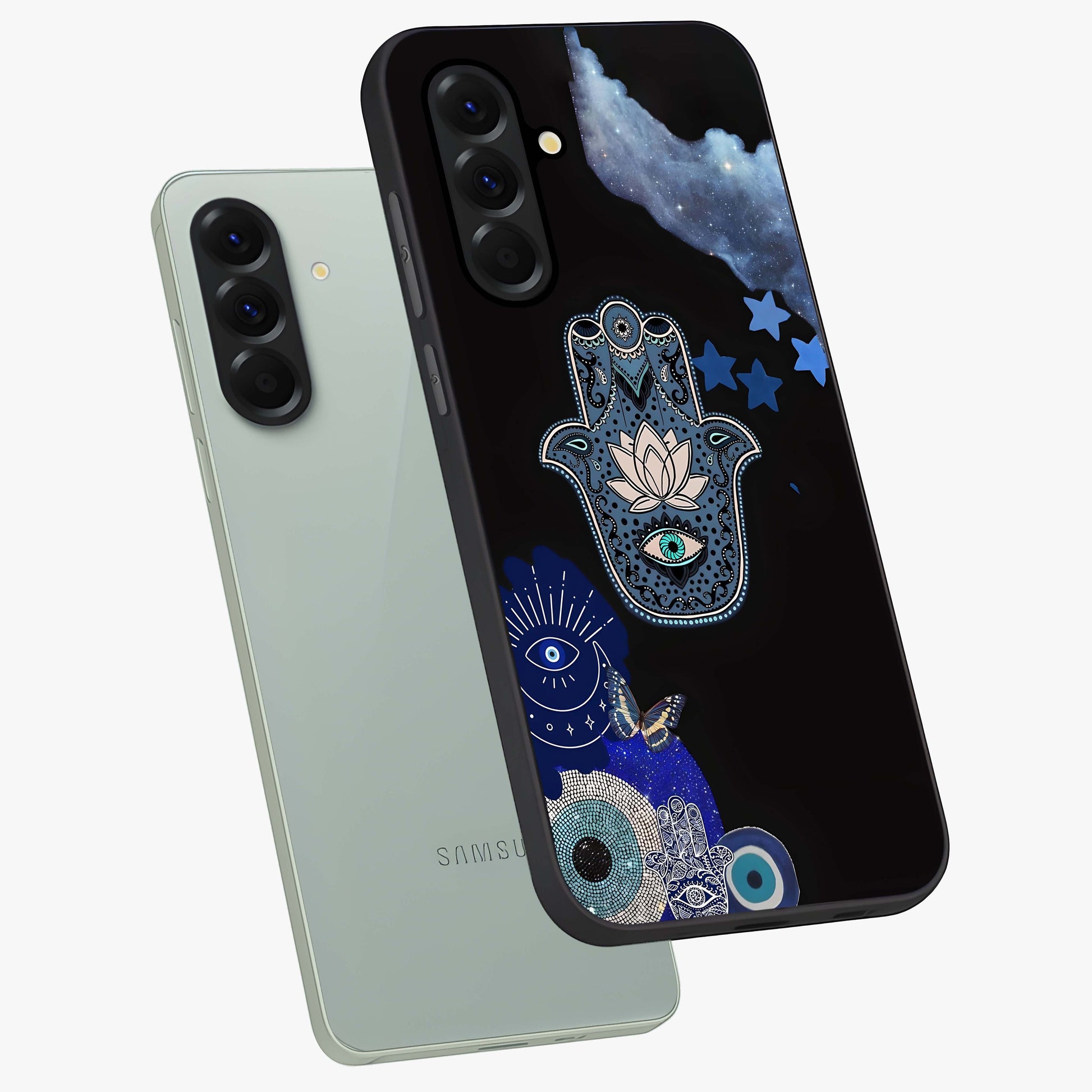Mystic Hand Aura Glass Case displayed in angled mockup highlighting magical aura design with spiritual aesthetic style.