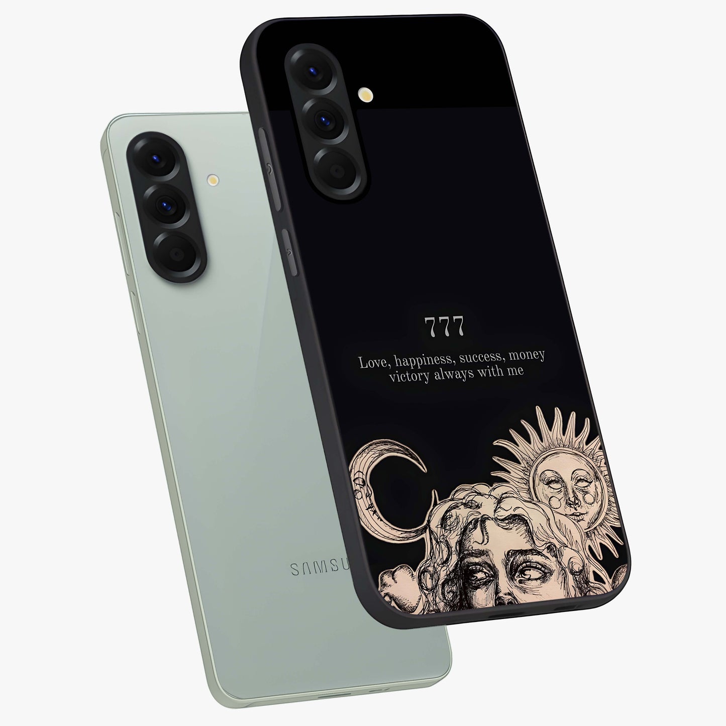 Mystic Victory Aura Glass Case displayed in angled mockup highlighting energetic aura design with bold mystical aesthetic.