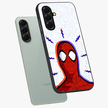 Omg Spiderman Glass Case displayed in angled mockup highlighting dynamic hero illustration with action comic aesthetic.