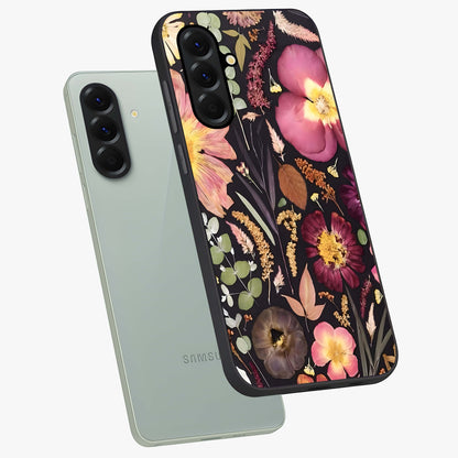 Petal Dream Tapestry Glass Case displayed in angled mockup highlighting decorative petal pattern with elegant botanical aesthetic.