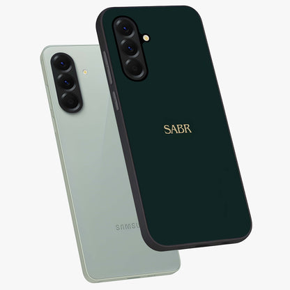 Sabr Minimal Patience Glass Case displayed in angled mockup highlighting simple inspirational design with clean aesthetic style.