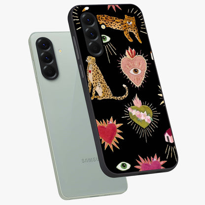 Sacred Jungle Heart Glass Case displayed in angled mockup highlighting lush tropical design with natural aesthetic style.