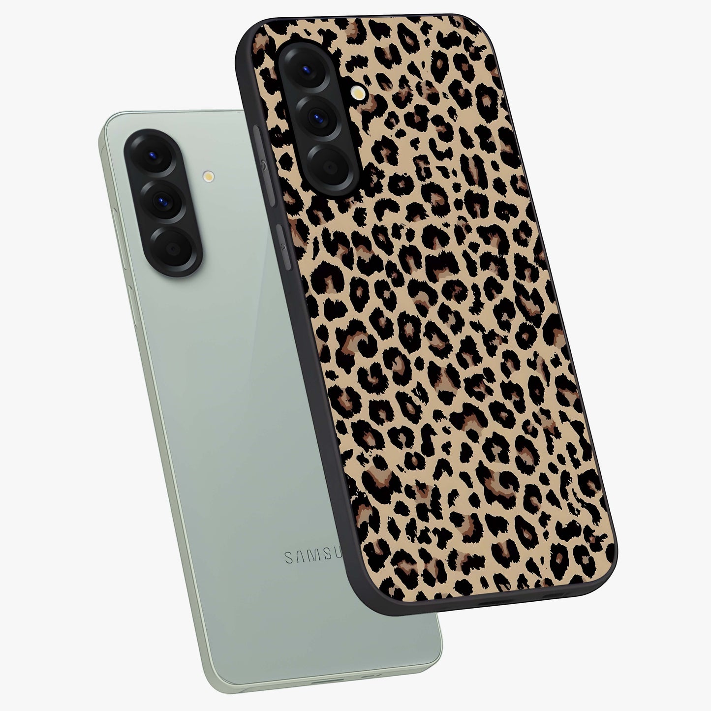 Savage Chic Pattern Glass Case displayed in angled mockup highlighting bold fashion inspired design with chic aesthetic.