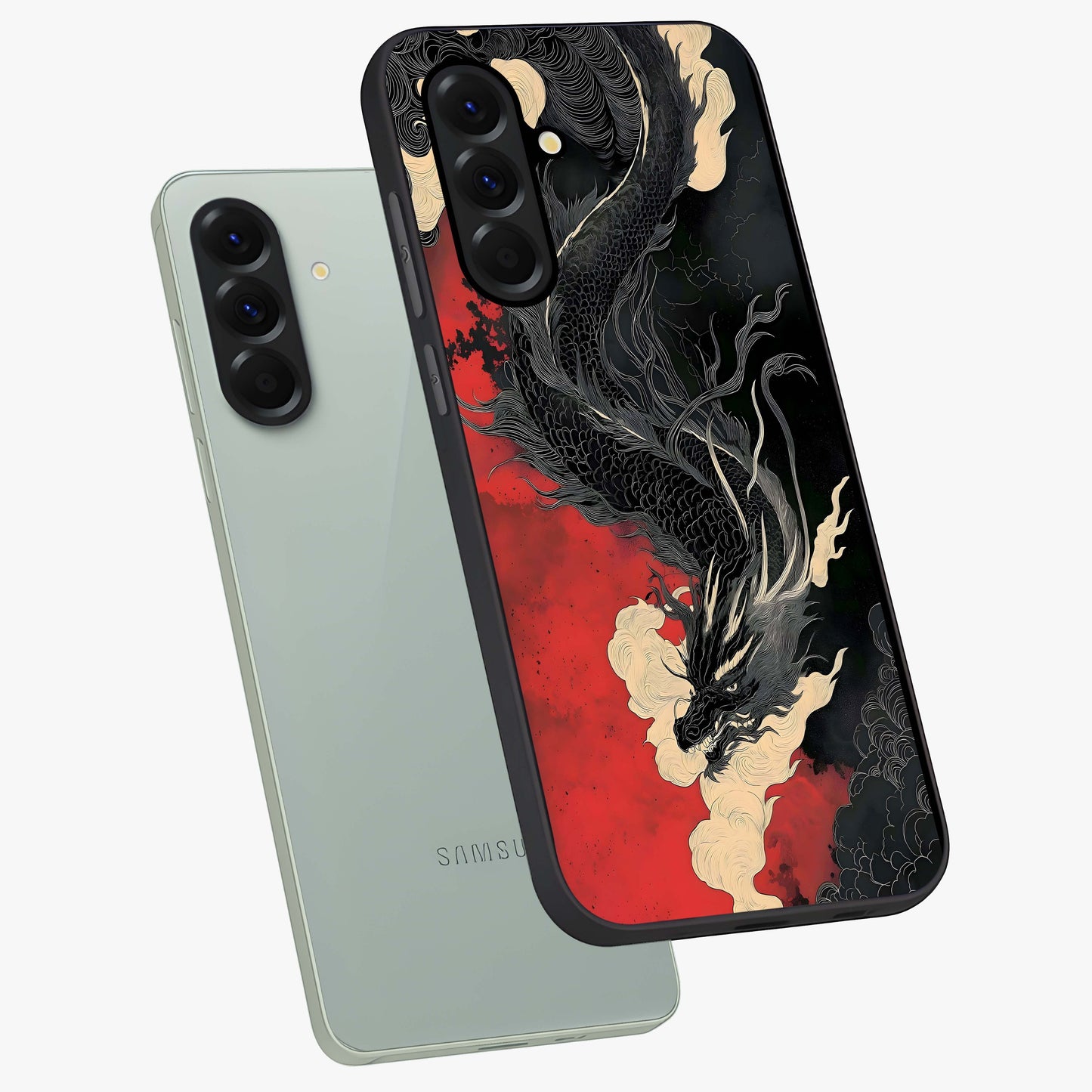 Shadow Dragon Fury Glass Case displayed in angled mockup highlighting powerful dragon illustration with dark fantasy aesthetic.