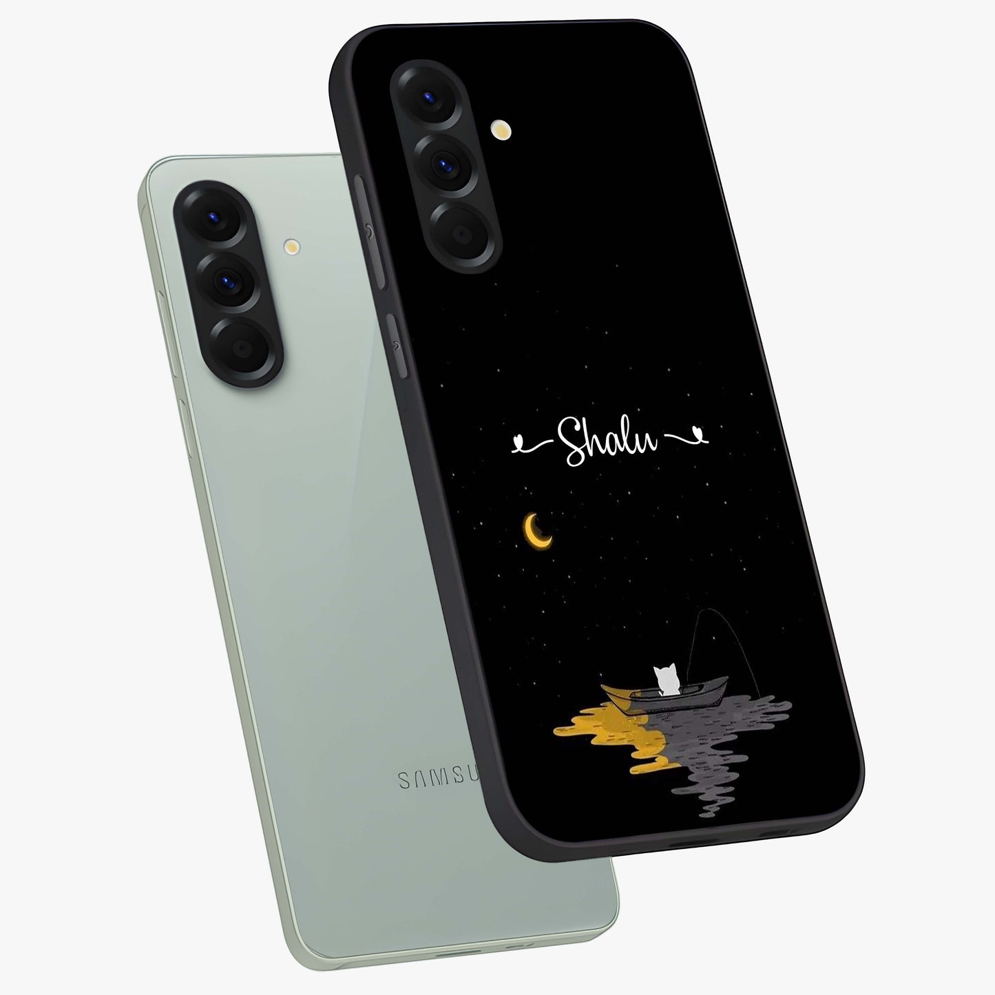 Silent Night Row Glass Case displayed in angled mockup highlighting peaceful evening design with dreamy night aesthetic.