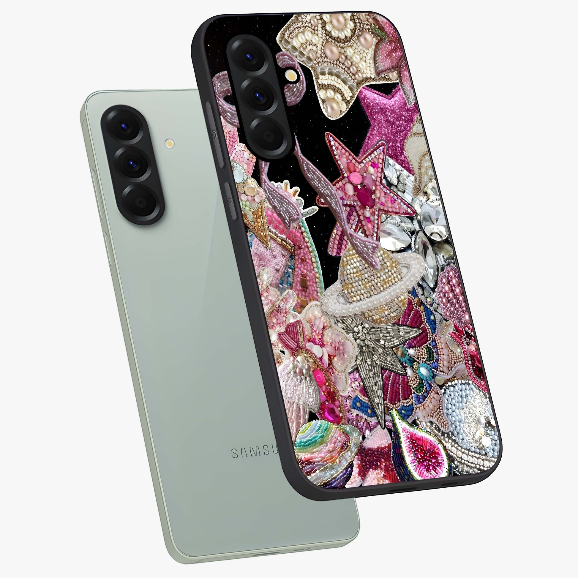 Starlit Jewel Dream Glass Case displayed in angled mockup highlighting glowing celestial jewel design with dreamy aesthetic.