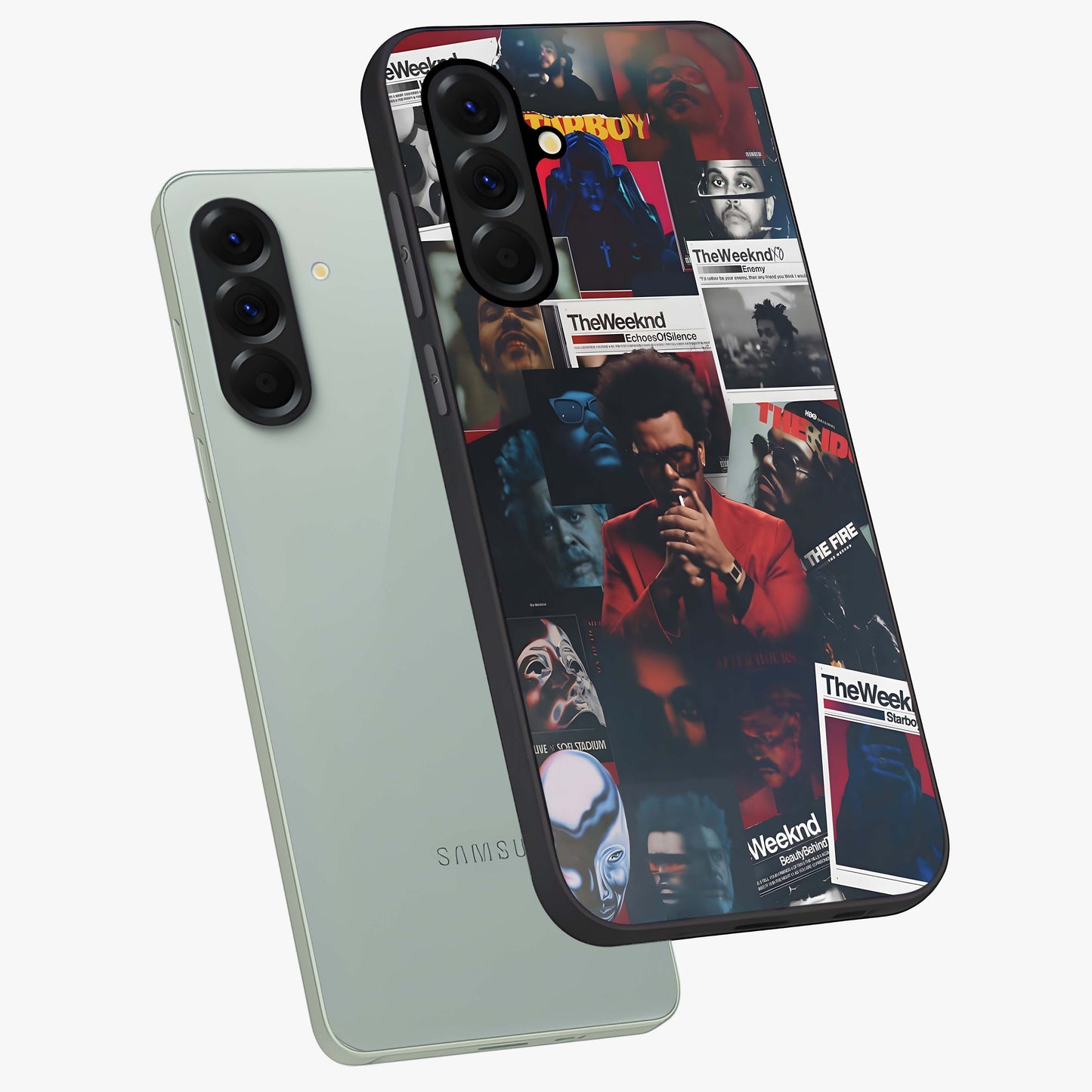 The Weeknd Glass Case displayed in angled mockup highlighting stylish pop culture inspired design with modern aesthetic.