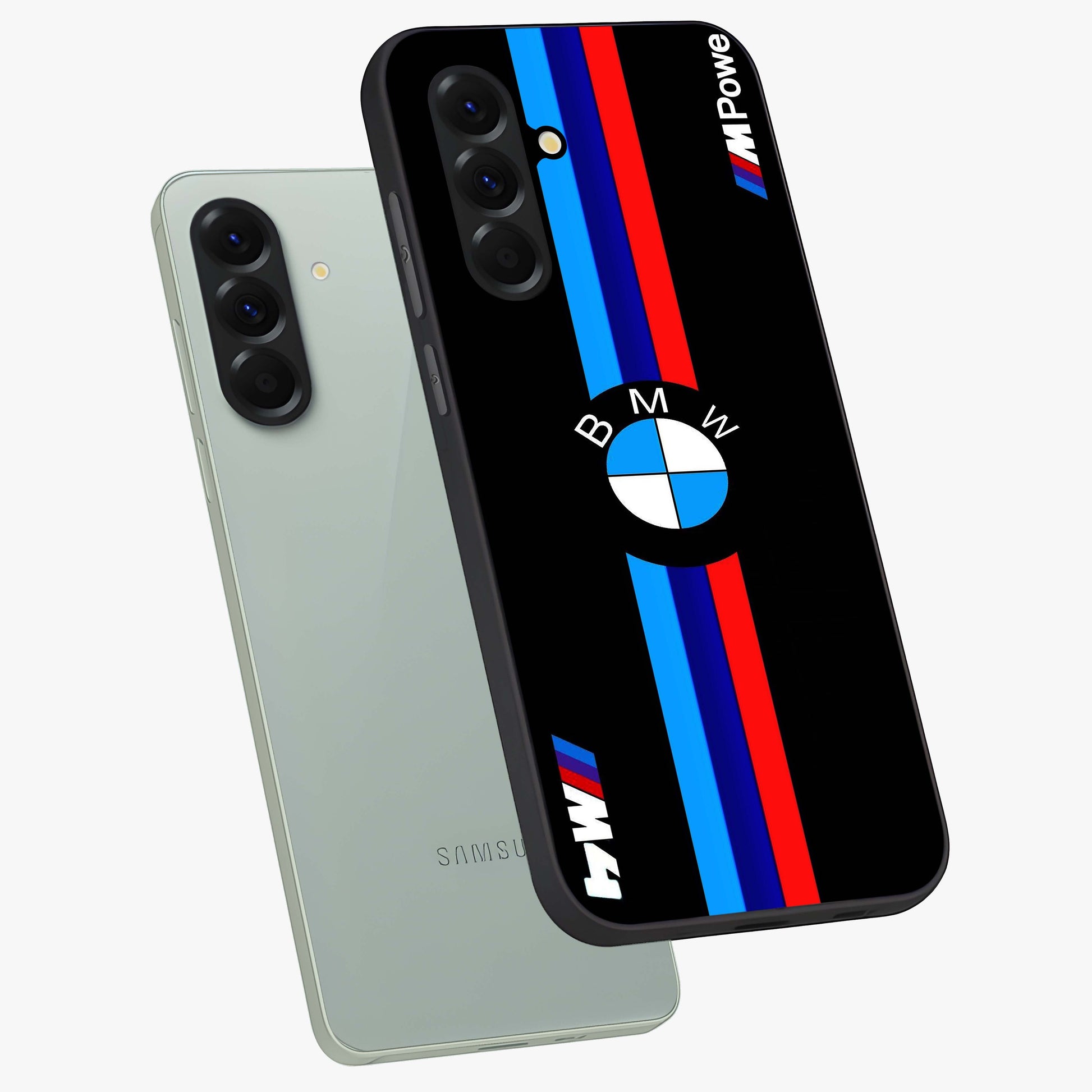 Turbo BMW Beast Glass Case displayed in angled mockup highlighting sleek racing car design with bold automotive aesthetic.