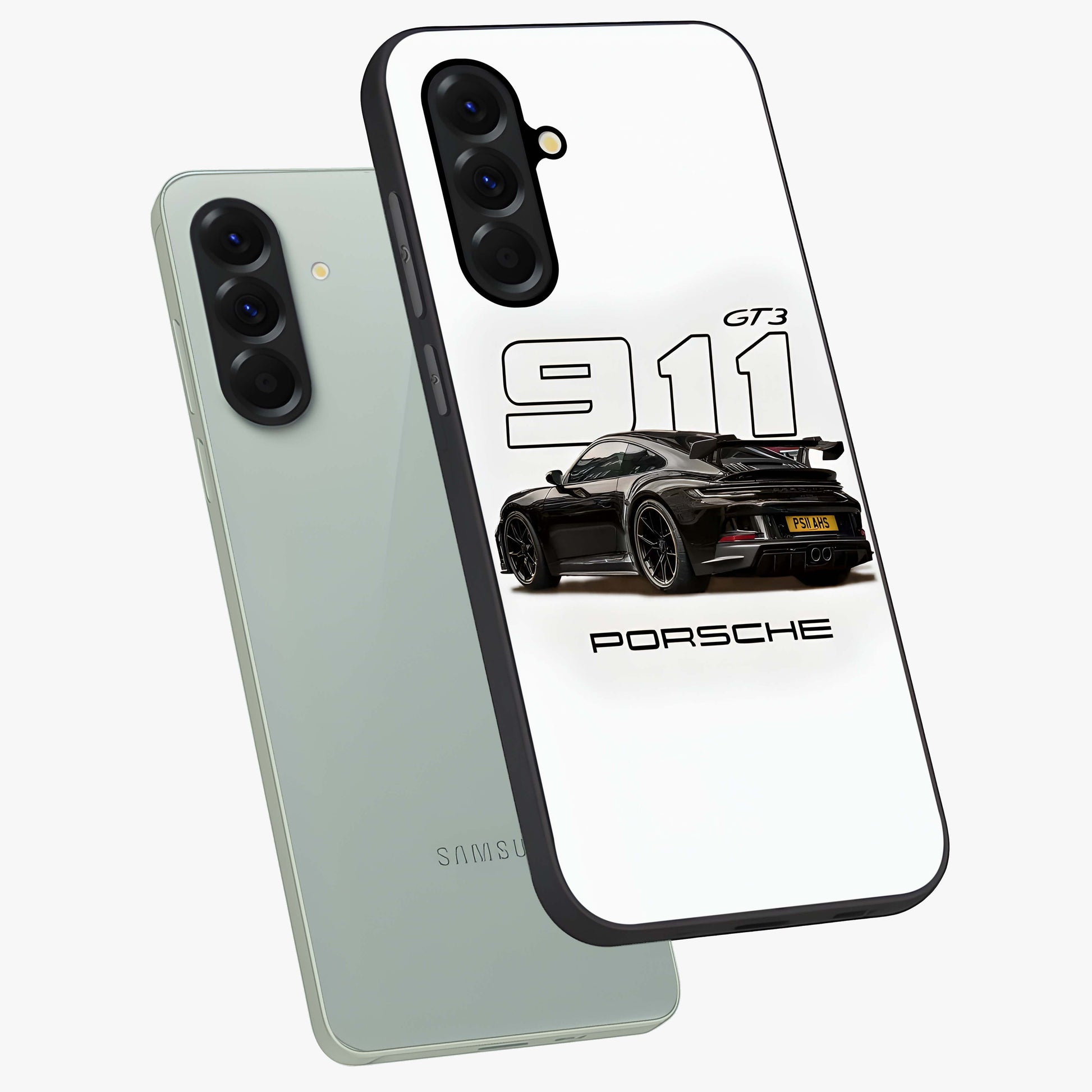 Turbo Legacy Icon Glass Case displayed in angled mockup highlighting dynamic automotive design with performance aesthetic.