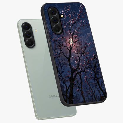 Twilight Sakura Serenade Glass Case displayed in angled mockup highlighting delicate sakura flower design with dreamy aesthetic.