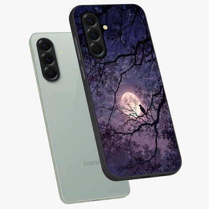 Whispering Moon Silence Glass Case displayed in angled mockup highlighting calm lunar design with dreamy night aesthetic.