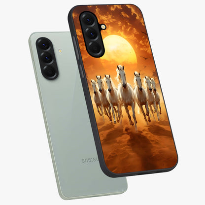Wild Sunset Majesty Glass Case displayed in angled mockup highlighting vibrant sunset sky design with scenic aesthetic.