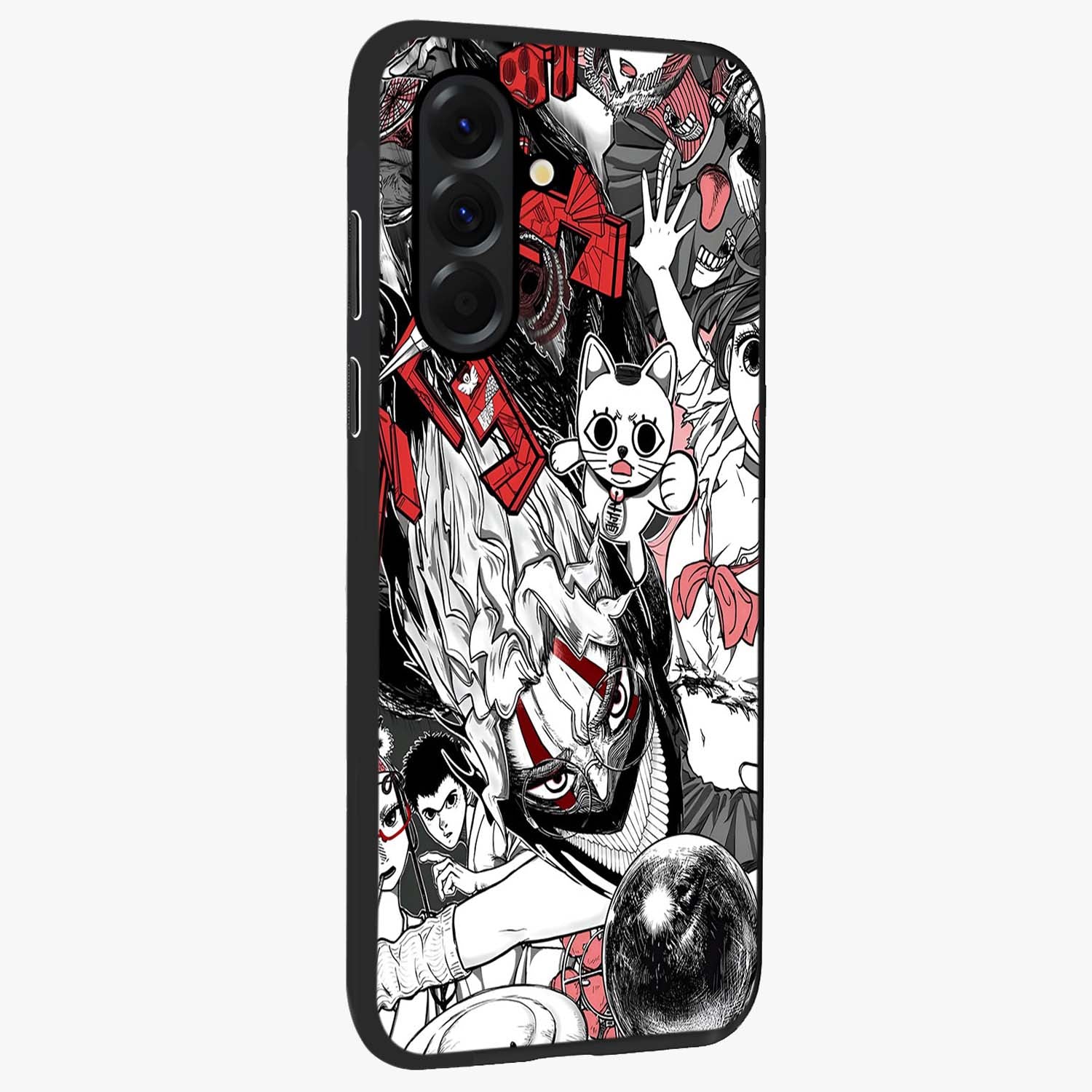 Crimson Chaos Panel Glass Case upright view showcasing intense crimson artwork with dramatic aesthetic style.