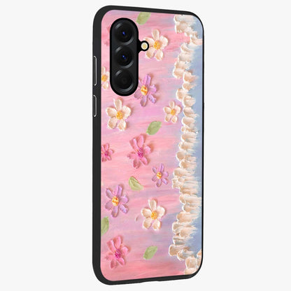 Dreamy Painted Garden Glass Case upright view showcasing vibrant floral garden artwork with artistic nature theme.