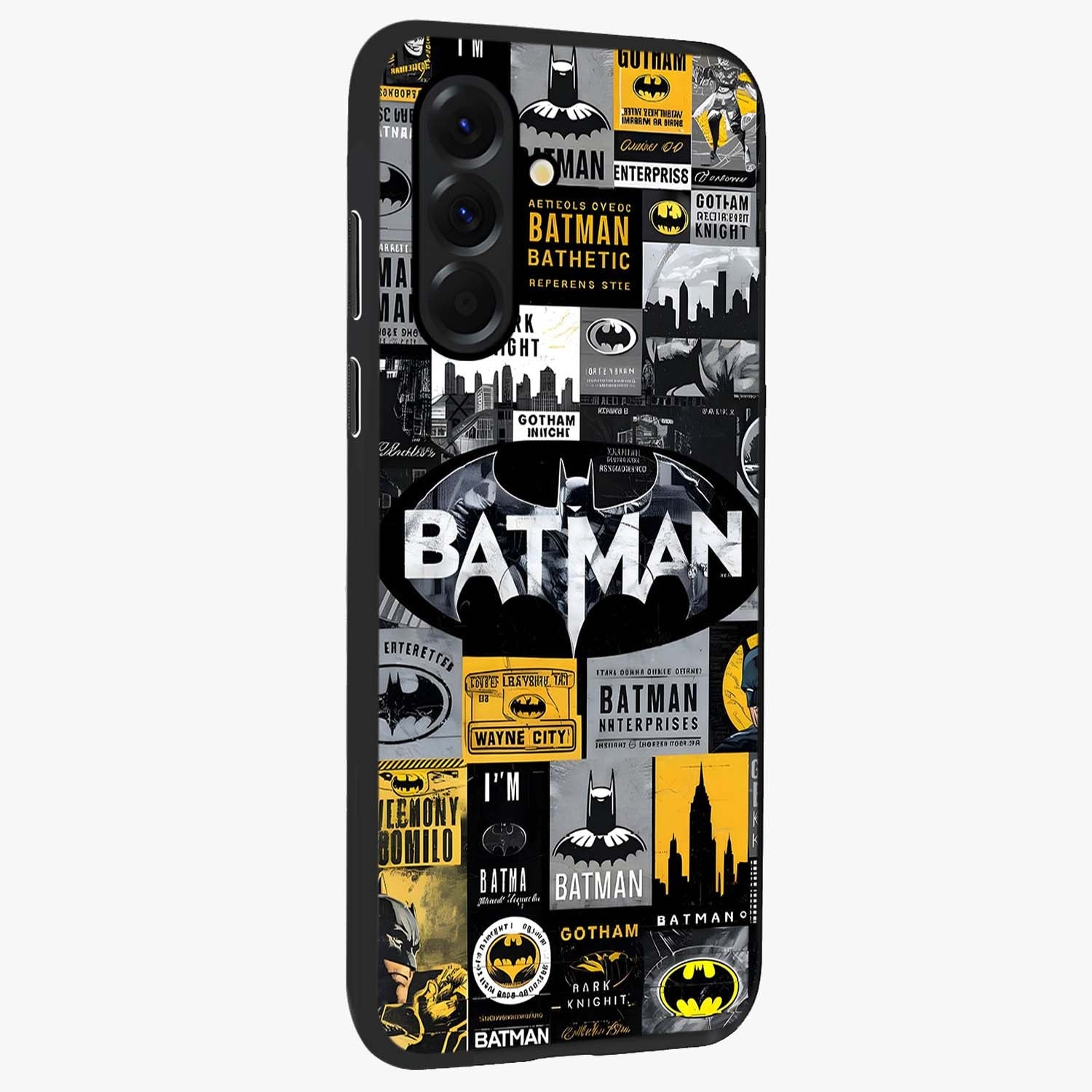 Knight Gotham Rise Glass Case upright view showcasing bold vigilante themed artwork with gothic city vibe.
