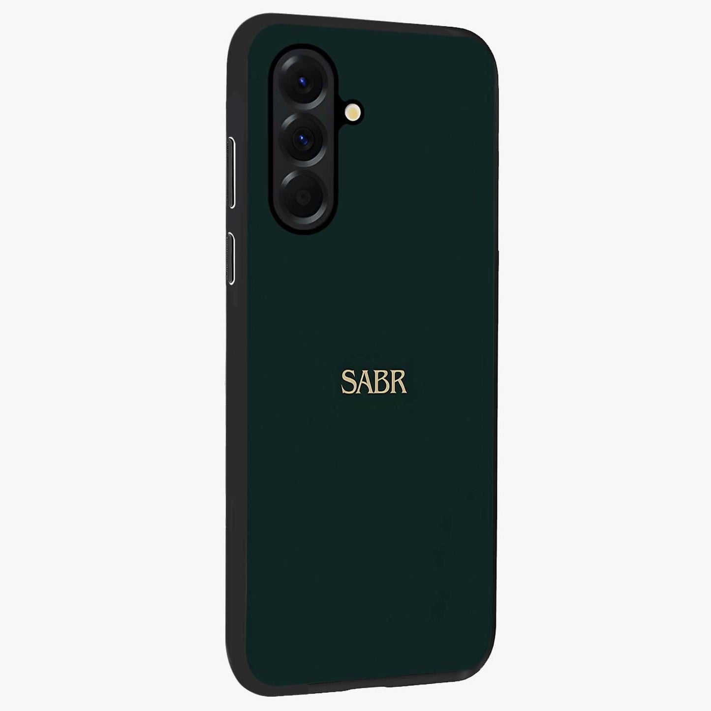 Sabr Minimal Patience Glass Case upright view showcasing calm minimalist artwork with motivational patience theme.