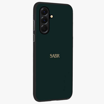 Sabr Minimal Patience Glass Case upright view showcasing calm minimalist artwork with motivational patience theme.