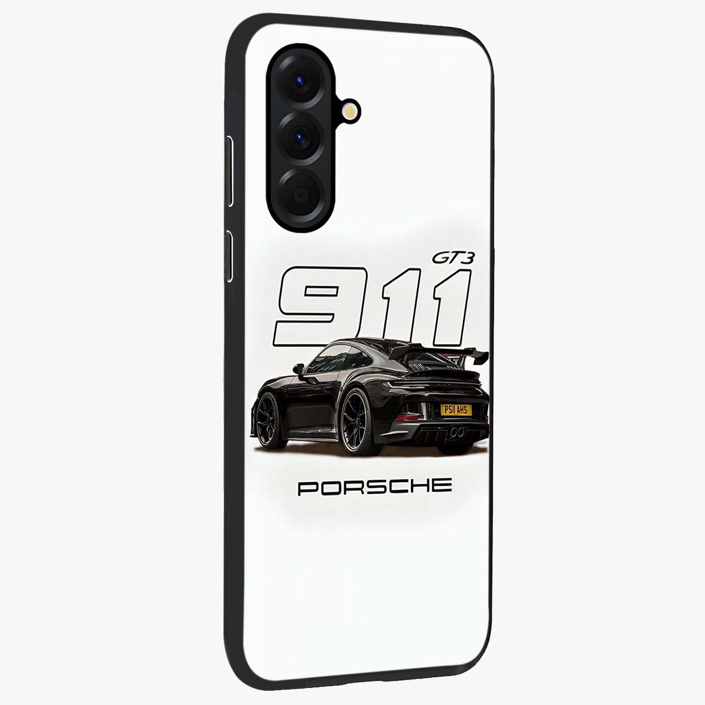 Turbo Legacy Icon Glass Case upright view showcasing bold racing inspired artwork with classic car theme.