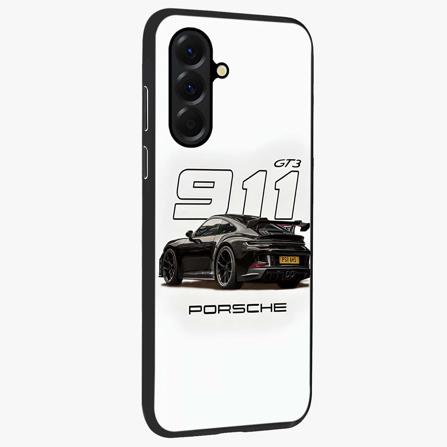 Turbo Legacy Icon Glass Case upright view showcasing bold racing inspired artwork with classic car theme.