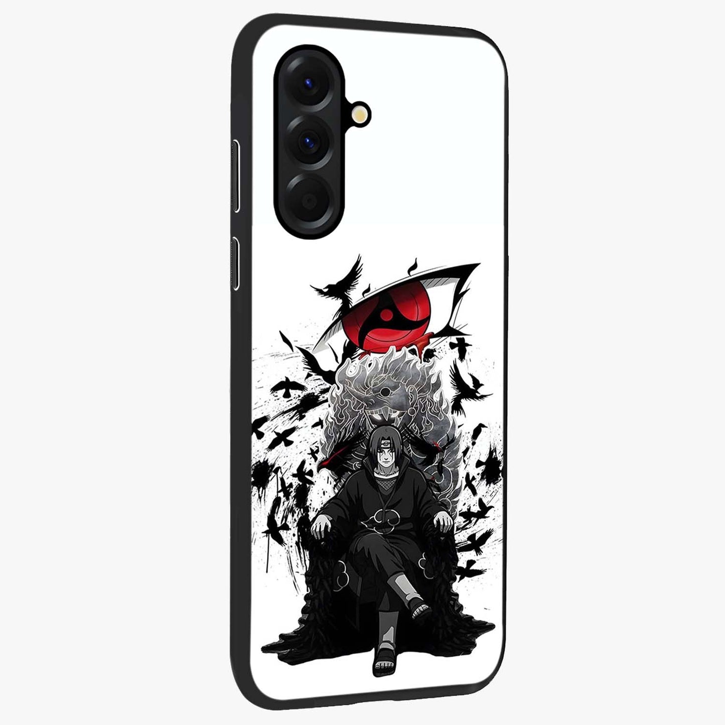 Uchiha Shadow Throne Glass Case upright view showcasing magical underwater galaxy artwork with vibrant cosmic theme.