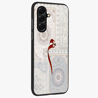 White Aesthetic Bow Glass Case upright view showcasing delicate ribbon bow artwork with cute minimalist theme.