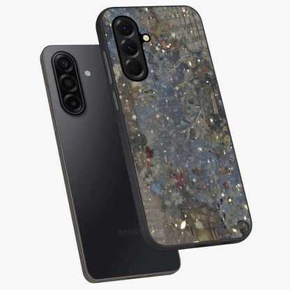 Aesthetic Astrolophia Glass Case displayed in angled mockup highlighting artistic aesthetic elements and smooth glass surface.