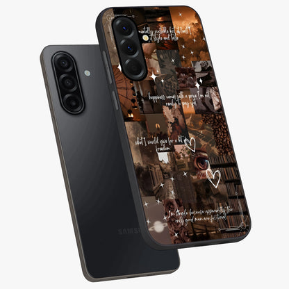 Bittersweet Aesthetic Chaos Glass Case displayed in angled mockup highlighting expressive abstract artwork and edgy aesthetic theme.
