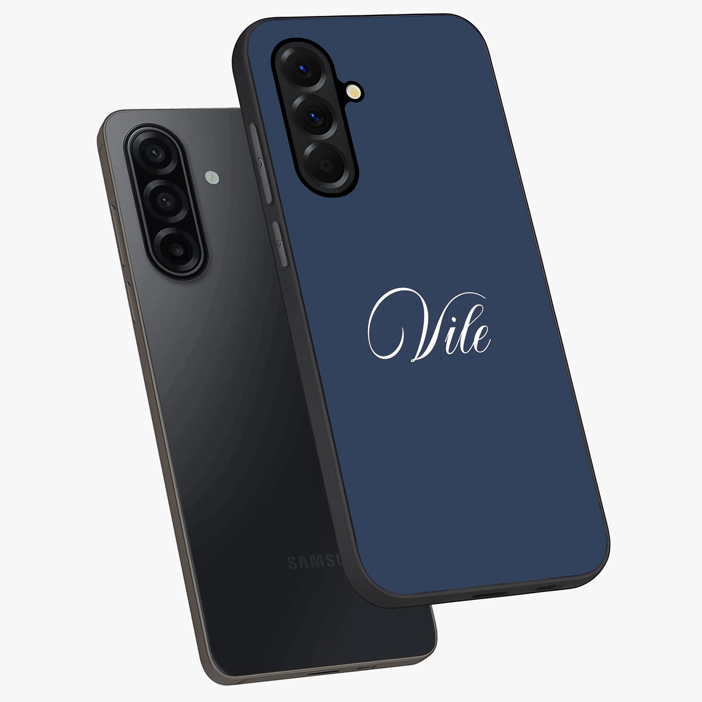 Blue Vintage Floral Pattern Glass Case showing flat back view with elegant vintage floral artwork and glossy glass finish.