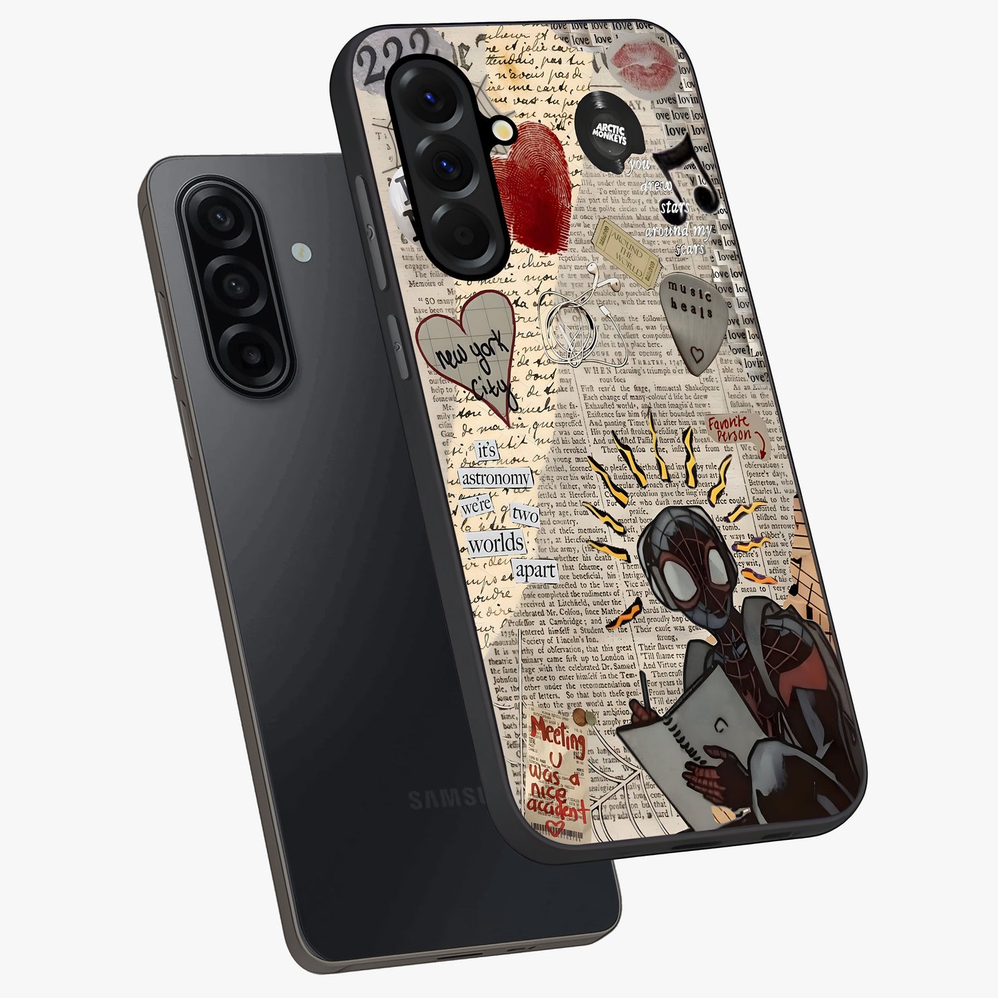 City Dream Sketch Glass Case displayed in angled mockup highlighting minimal city illustration with aesthetic sketch style.