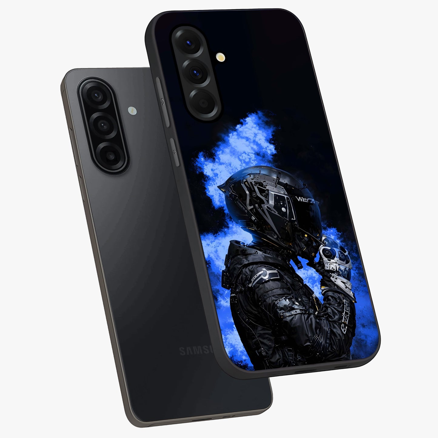 Cyber Sentinel Protocol Glass Case displayed in angled mockup highlighting digital cyber design with sci-fi aesthetic style.