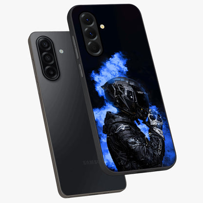 Cyber Sentinel Protocol Glass Case displayed in angled mockup highlighting digital cyber design with sci-fi aesthetic style.