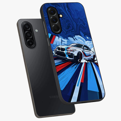 Drift Power Rush Glass Case displayed in angled mockup highlighting powerful drift car design with sporty aesthetic style.