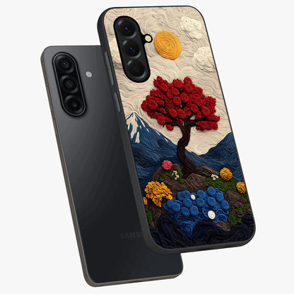 Eternal Nature Tapestry Glass Case displayed in angled mockup highlighting detailed botanical pattern with artistic aesthetic.