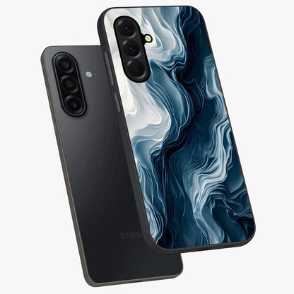 Ethereal Paper Marble Glass Case displayed in angled mockup highlighting elegant marble pattern with modern aesthetic style.