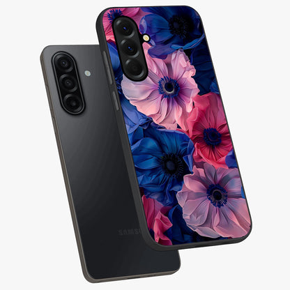 Flower Paper Art Pattern Glass Case displayed in angled mockup highlighting layered paper flower design with artistic aesthetic.