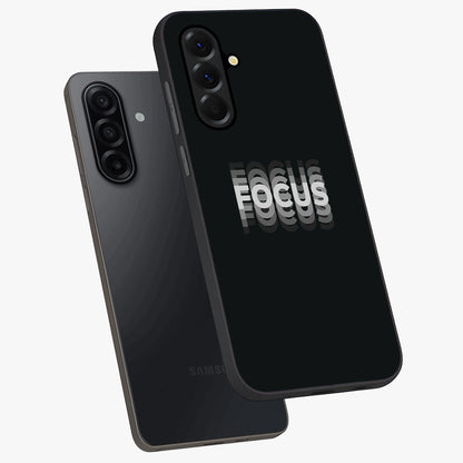 Focused Blade Discipline Glass Case displayed in angled mockup highlighting clean minimal text artwork with modern aesthetic style.
