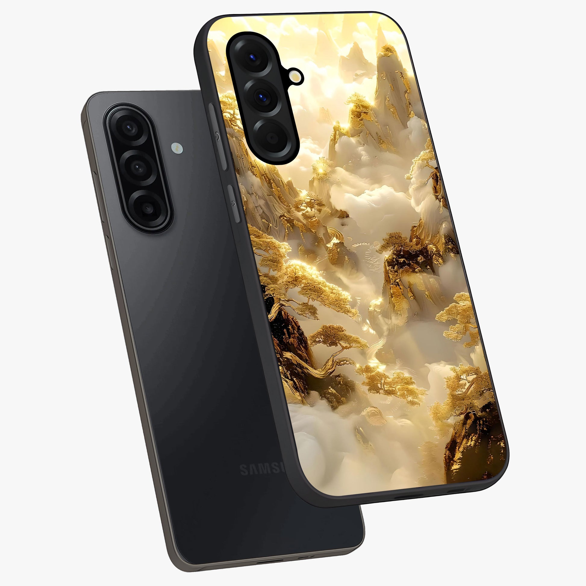 Gates Of Illumination Glass Case displayed in angled mockup highlighting radiant portal inspired design with fantasy aesthetic.