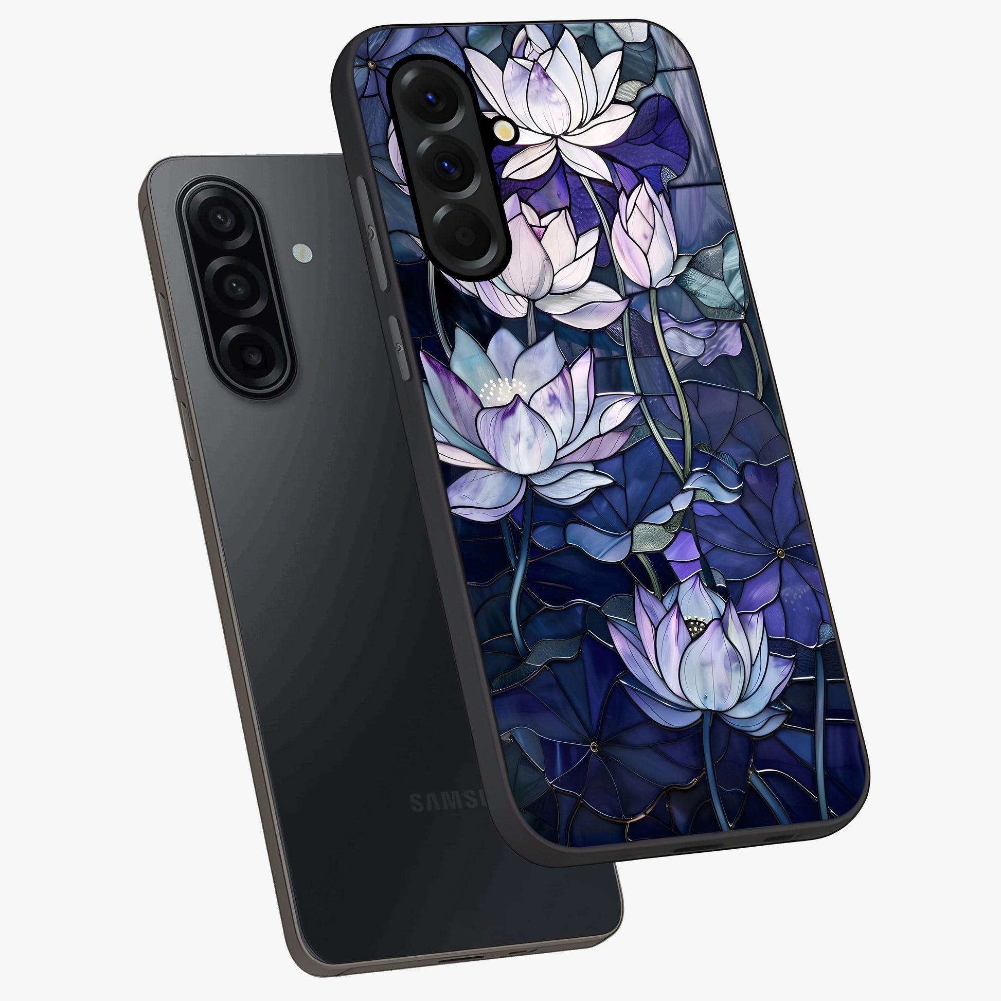 Gloss Petal Rush Glass Case displayed in angled mockup highlighting vibrant petal design with elegant floral aesthetic.