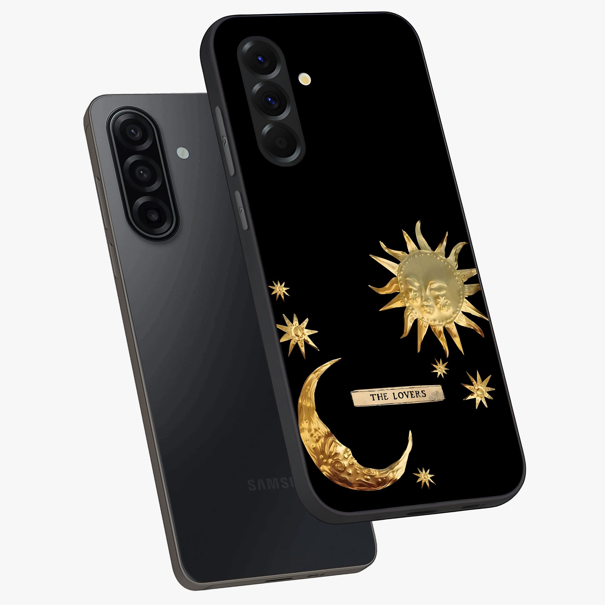 Gold Sun Blush Glass Case displayed in angled mockup highlighting radiant sun design with warm golden aesthetic.