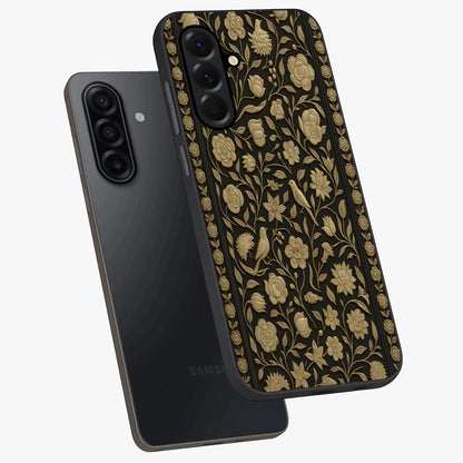 Golden Evil Eye Mandala Glass Case displayed in angled mockup highlighting protective evil eye symbol with golden mandala design.
