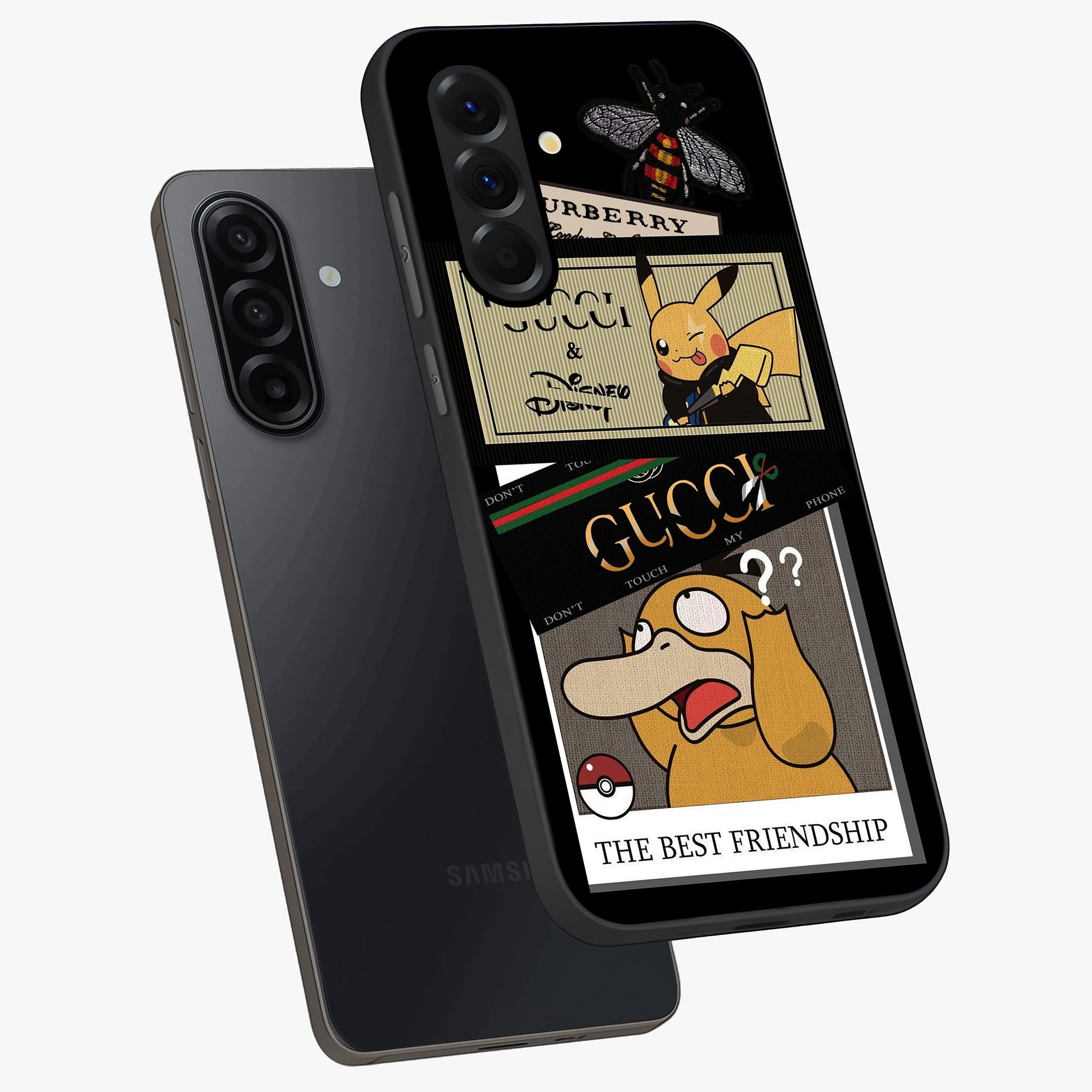 Gucci Play Mashup Glass Case displayed in angled mockup highlighting stylish fashion mashup design with bold aesthetic.