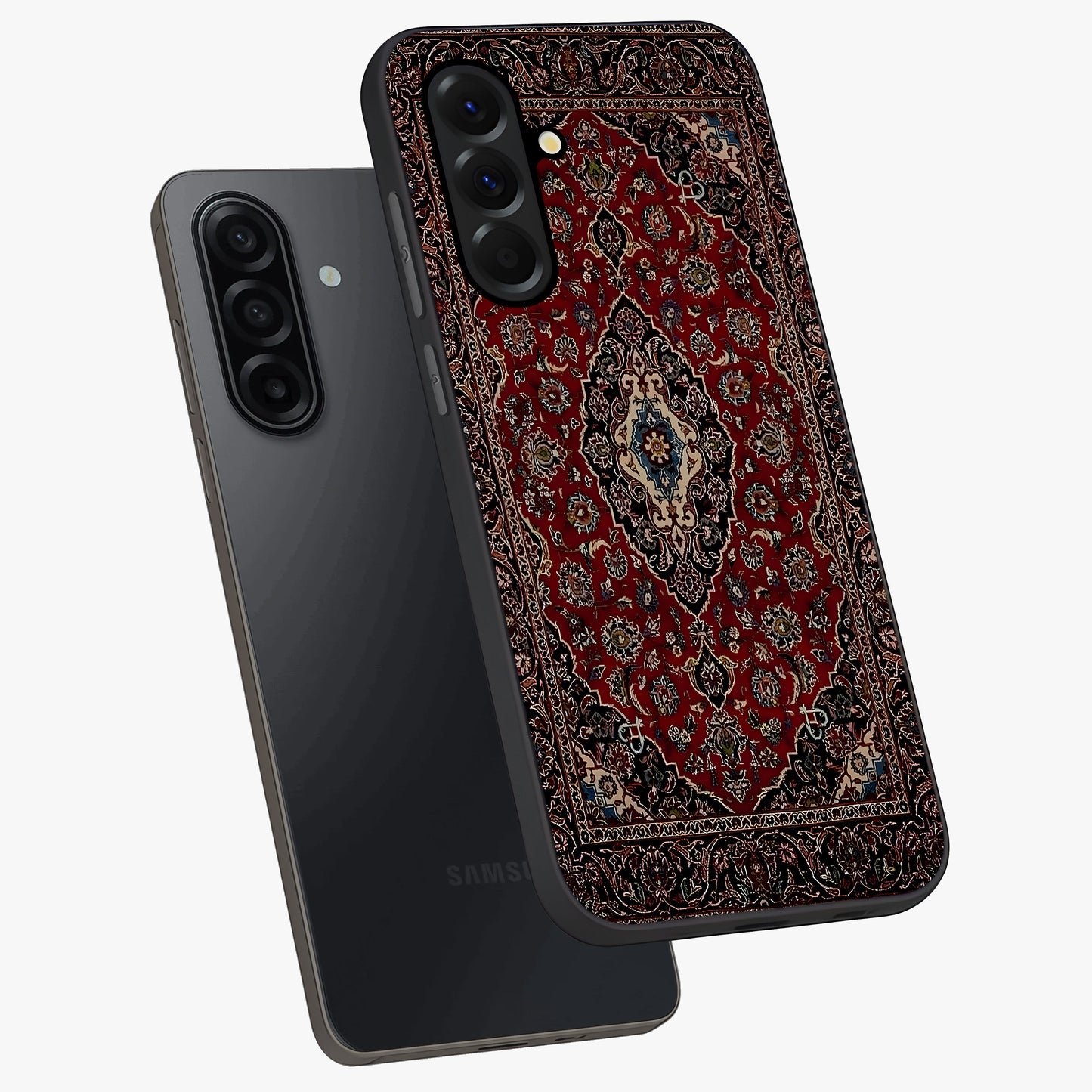 Heritage Carpet Royale Glass Case displayed in angled mockup highlighting intricate royal carpet design with heritage aesthetic.