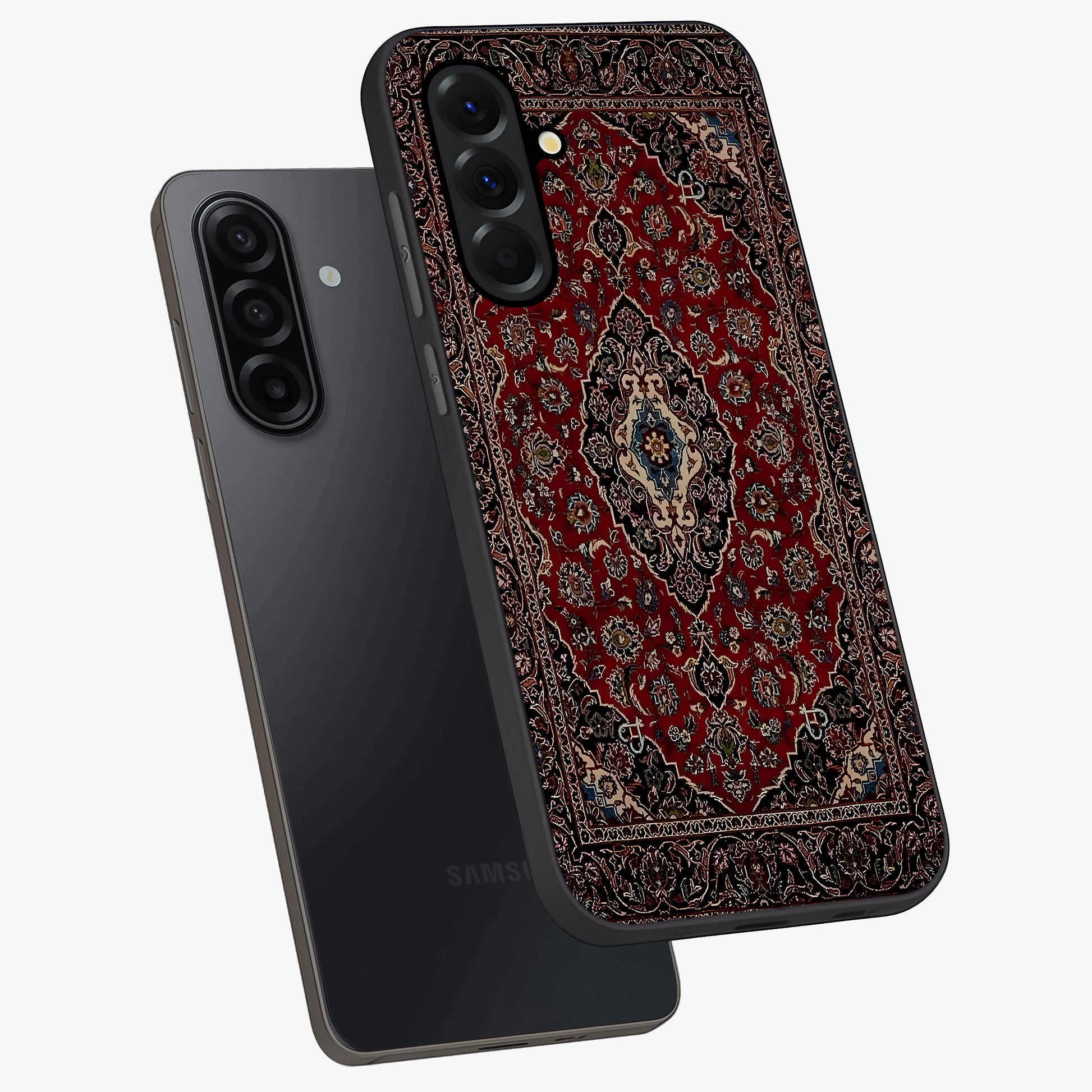 Heritage Carpet Royale Glass Case displayed in angled mockup highlighting intricate royal carpet design with heritage aesthetic.