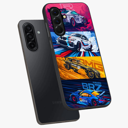 JDM Sports Car Glass Case displayed in angled mockup highlighting sleek Japanese racing car design with automotive aesthetic.